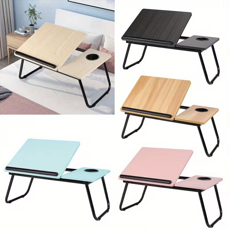 Cozy Comfort Folding Laptop Desk 5 Level Adjustable, Portable with Cup Holder